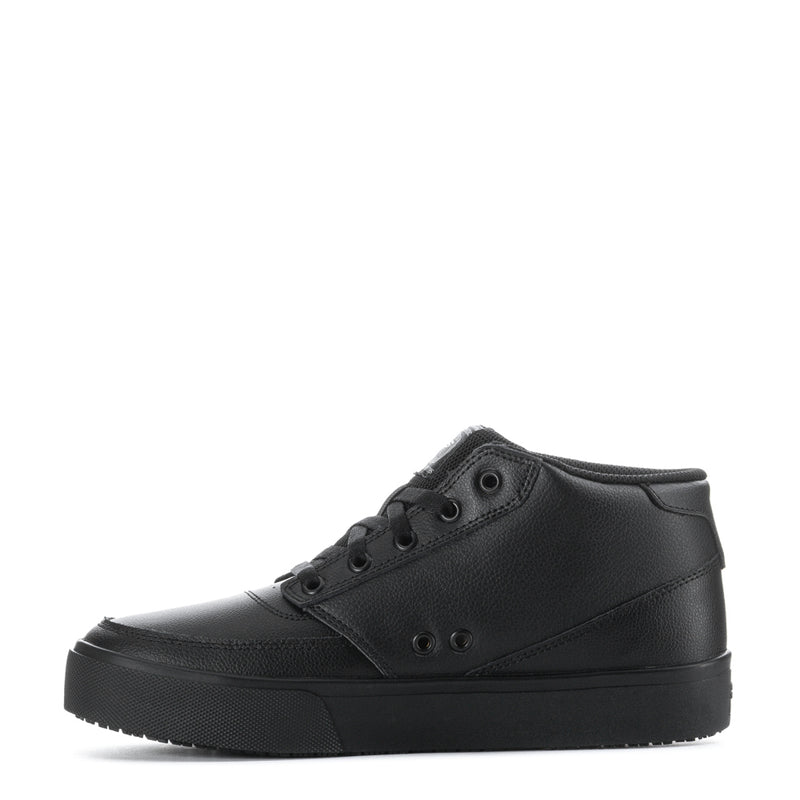 Men's Poppy SR black leather high-top sneakers with lace-up closure and thick rubber sole