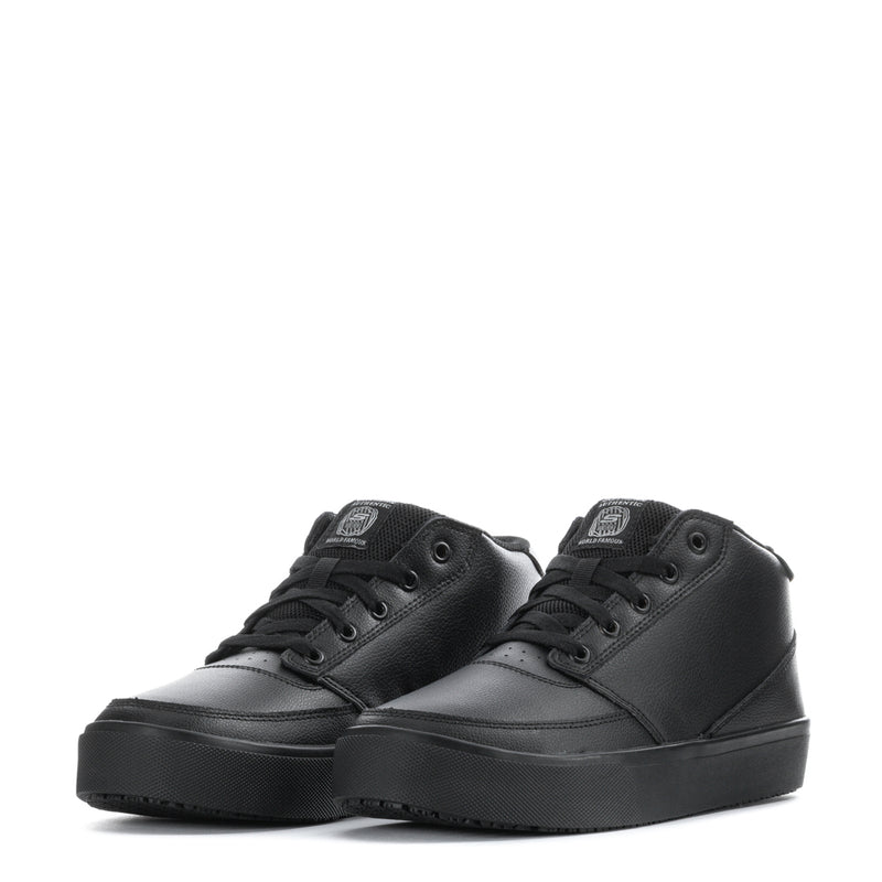 Men's Poppy SR black lace-up high-top sneakers with rounded toe and textured rubber sole