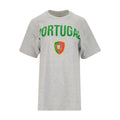 Heather gray unisex T-shirt with green Portugal logo and crest on front