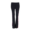 Women’s black flare leggings with pink side colorblock panels
