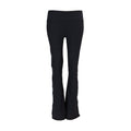 Womens black flare leggings with vertical white side stripe
