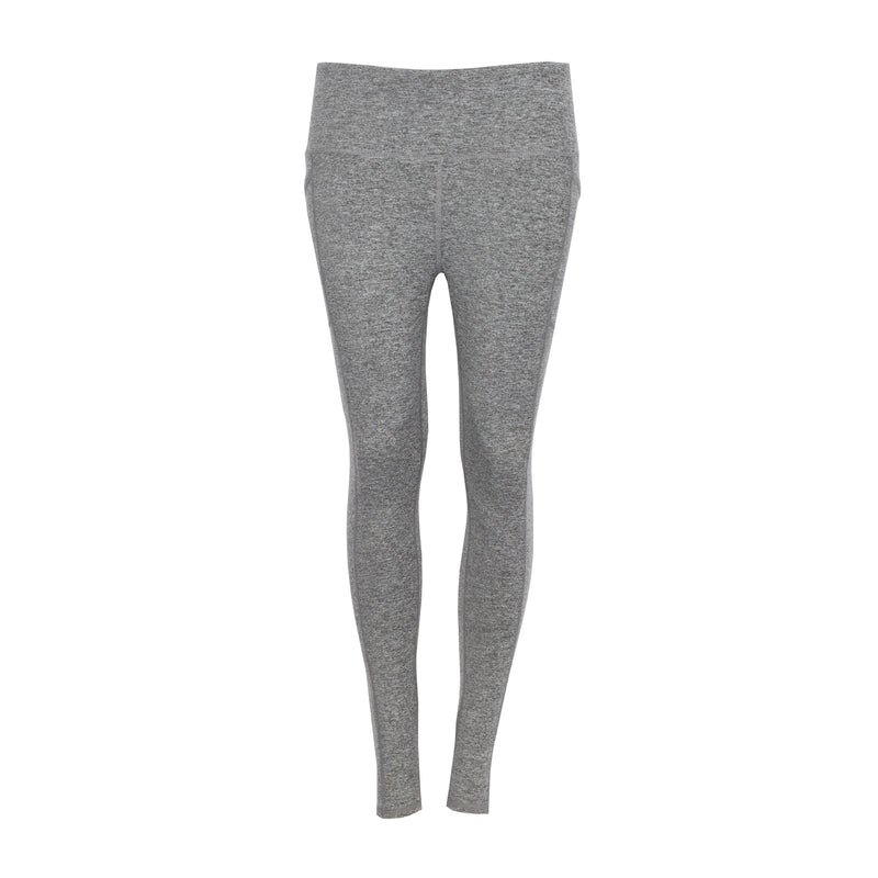 Women’s charcoal heather leggings, full-length slim fit with smooth seams