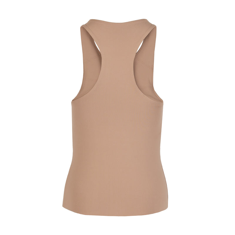 Womens power sport tank top back, racerback style, sleeveless, taupe-beige (Chanterelle)