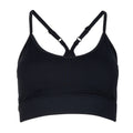 Women's black sports bra with crisscross back straps