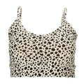 Power sports bra for women in animal dot print, wide scoop neckline with thin straps