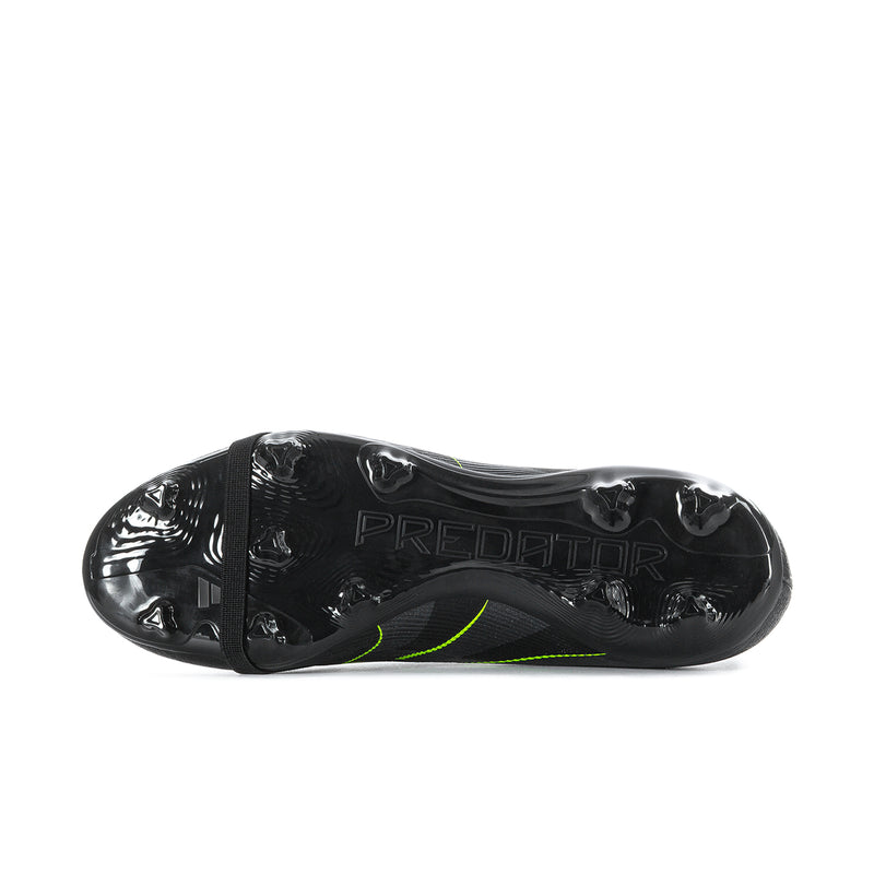 Men's black cleats with glossy outsole and neon green traction stripe