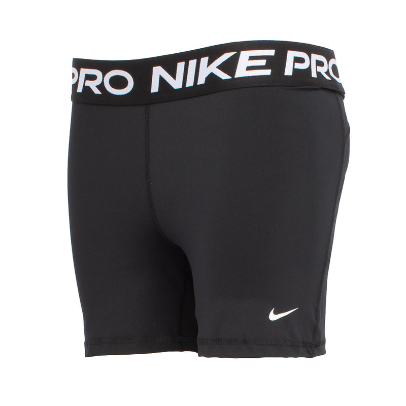Nike Pro 5-inch compression shorts, black, side Swoosh logo and PRO NIKE waistband