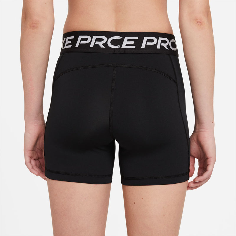Women's Nike Pro 5-inch compression shorts, black, back panel and PRO NIKE waistband