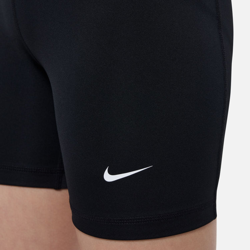 Nike Pro youth black 5-inch compression shorts with small Nike swoosh at thigh