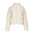 Women's parchment puffer jacket with full-zip front and stand collar