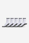 Quarter sock five pack in white and grey with Globe logo on the cuff