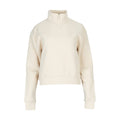 Women's parchment fleece half-zip pullover with stand collar and long sleeves