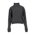 Women's dark fleece quarter-zip pullover with stand collar