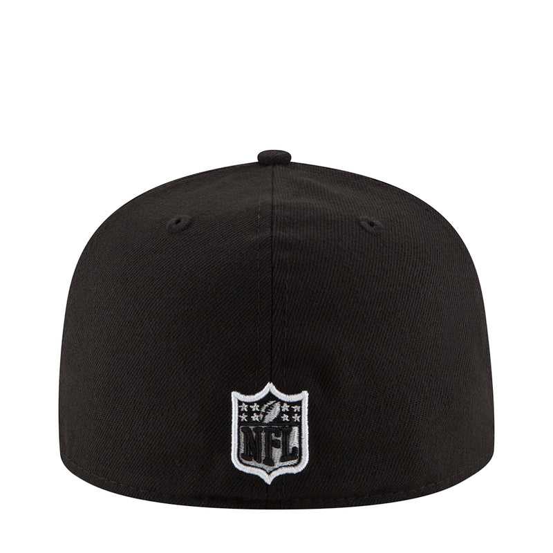 Black snapback cap with white NFL shield logo on the front