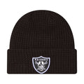 Black waffle-knit beanie with Raiders shield patch