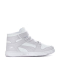 Kids high-top sneakers, white with hook-and-loop straps and lace-up front