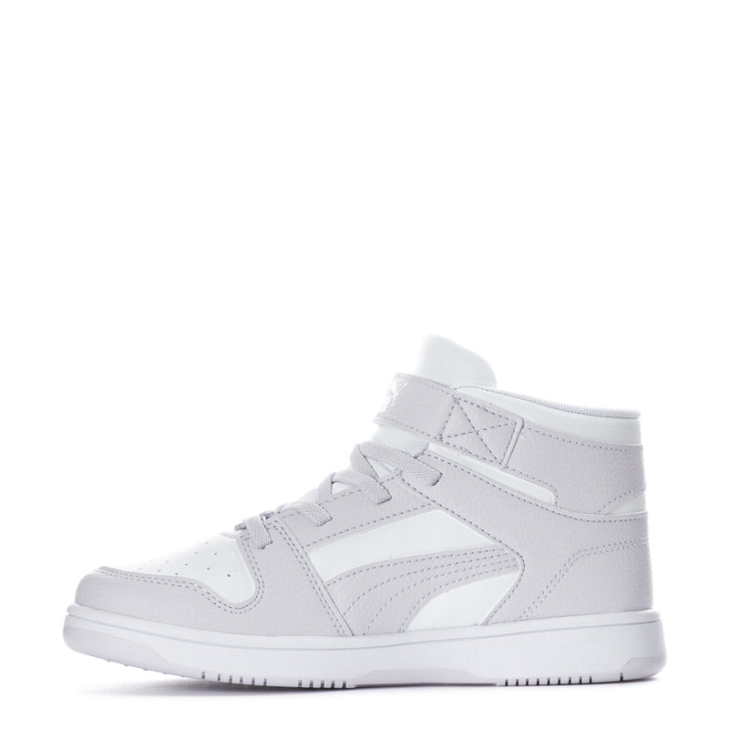 Kids high-top sneakers in white with padded collar and lace-up closure
