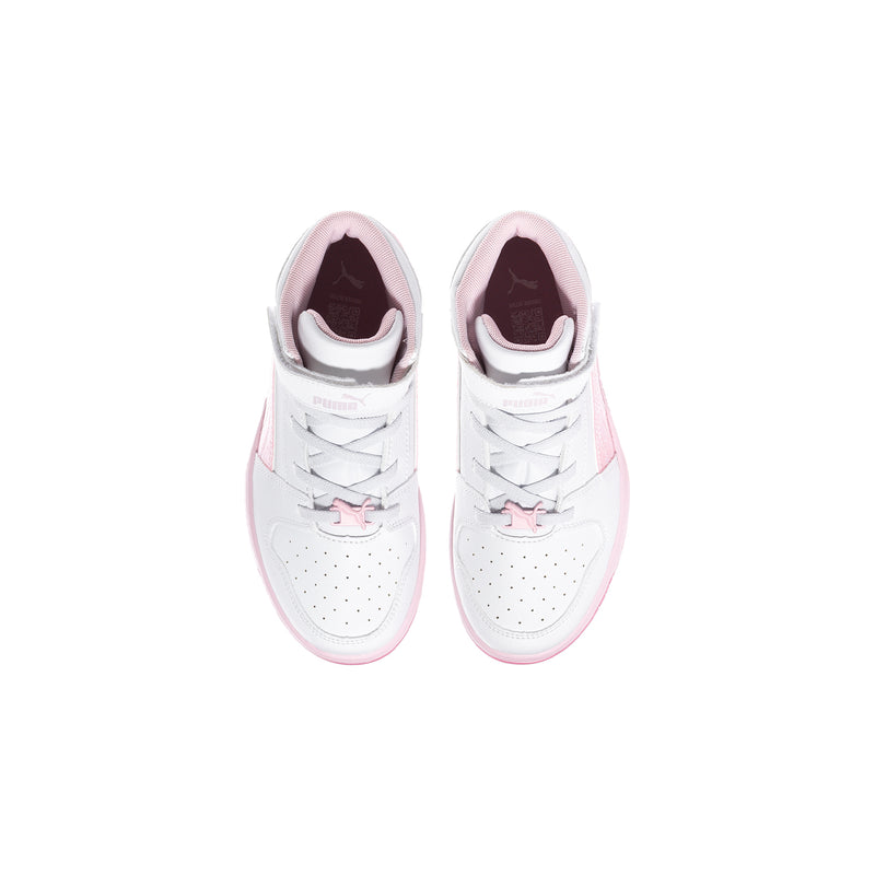 Kids high-top sneakers with lace-up front and pink-trimmed collar lining