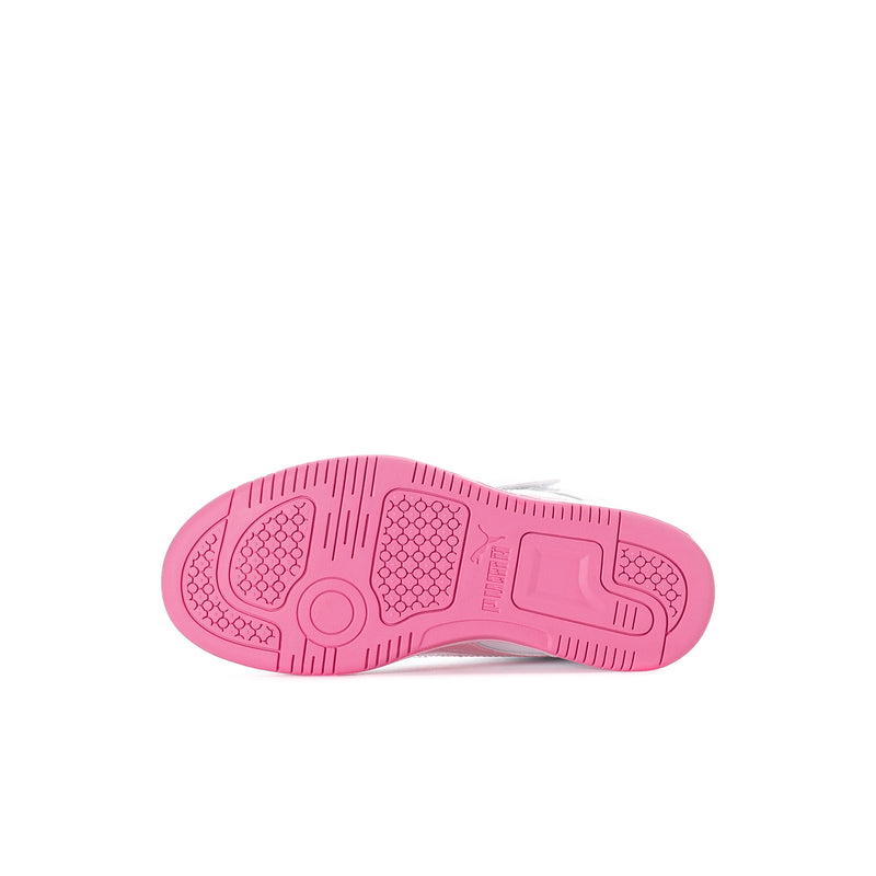 Kids high-top sneakers outsole, pink rubber tread with traction pattern