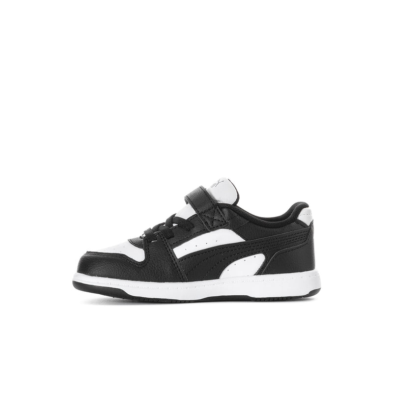 Toddler low-top sneakers, black and white colorblock with lace-up closure