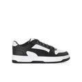 Youth low-top lace-up sneakers in black and white with PUMA logo and cushioned sole