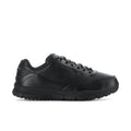 Men's black lace-up sneakers, side view with S logo and rugged sole