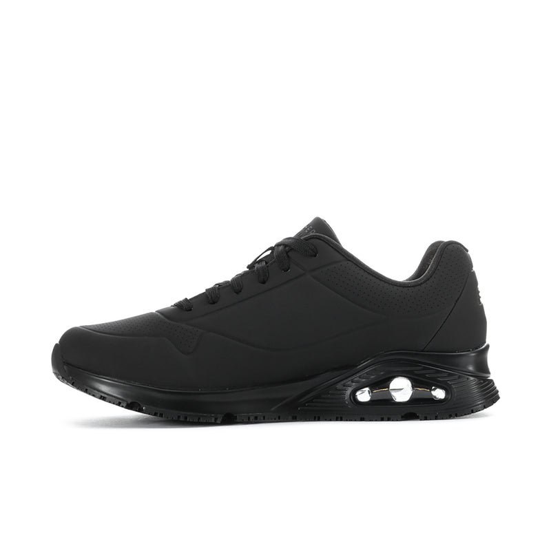 Men's Skechers black lace-up sneakers with side panel texture and air-cushion sole
