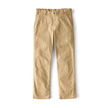 Dark khaki relaxed straight dungaree pants with belt loops and button closure