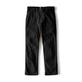 Relaxed straight black dungaree pants with button waist and front pockets
