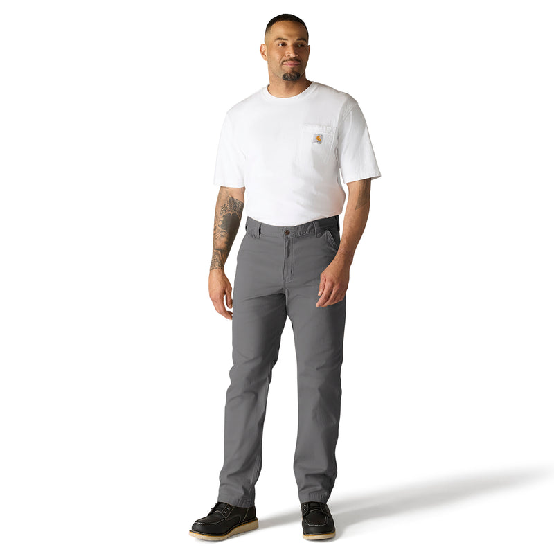 Men's relaxed straight dungaree pants in gravel gray, relaxed fit with straight leg opening.