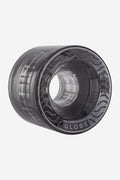 Retro Flex Cruiser Wheel 58mm Clear Black with a deep conical bore and wavy tread, side angle view.