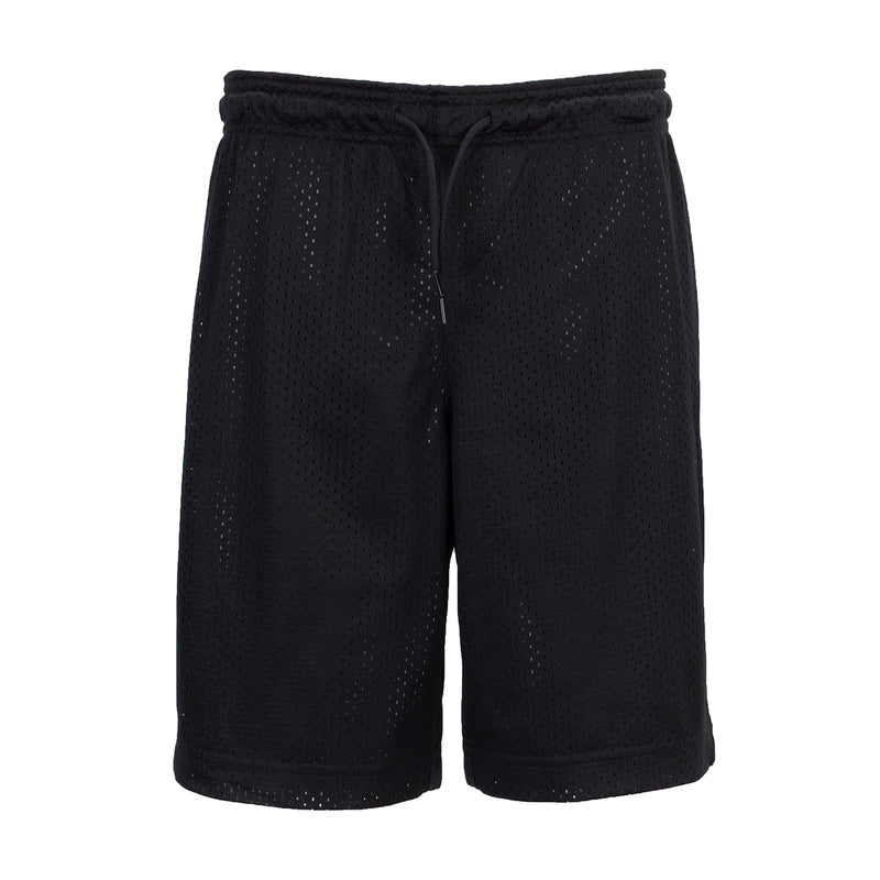 Youth reversible basketball shorts in dark black with perforated texture and elastic waistband