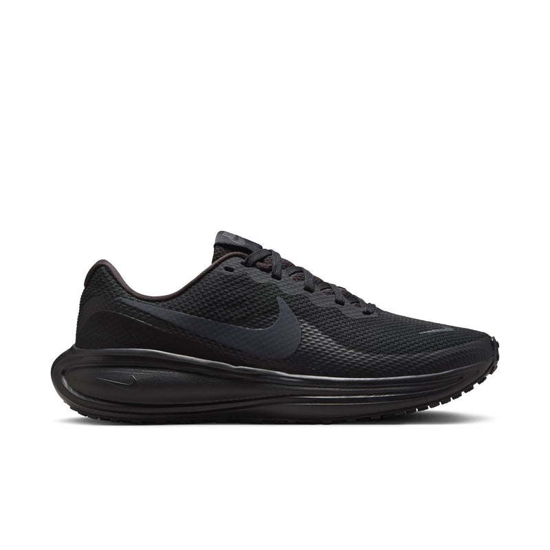 Women’s black mesh running sneakers with lace-up and Nike swoosh