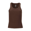 Women’s chocolate brown ribbed tank top with round neckline