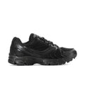 Black women's running shoes, lace-up with textured panels and chunky rubber sole