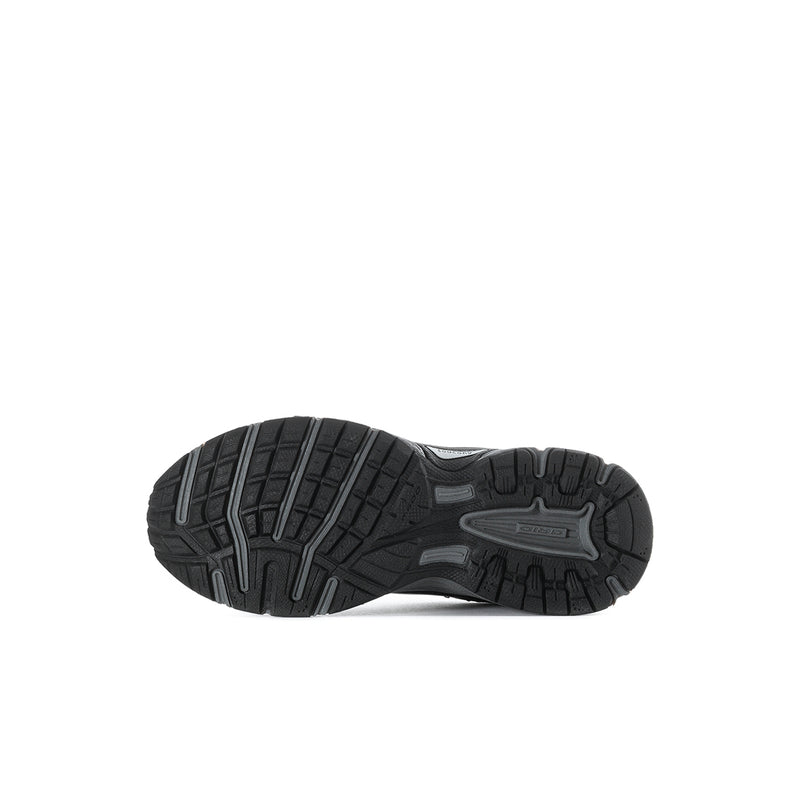 Kids black rubber outsole with deep tread pattern for running sneakers