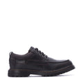 Men's black lace-up shoe with padded collar and textured rubber sole