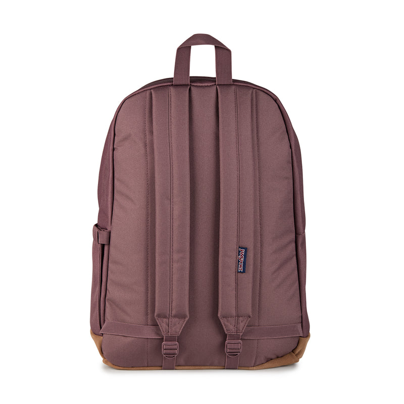 Mahogany Haze JanSport backpack back view with padded shoulder straps and grab handle
