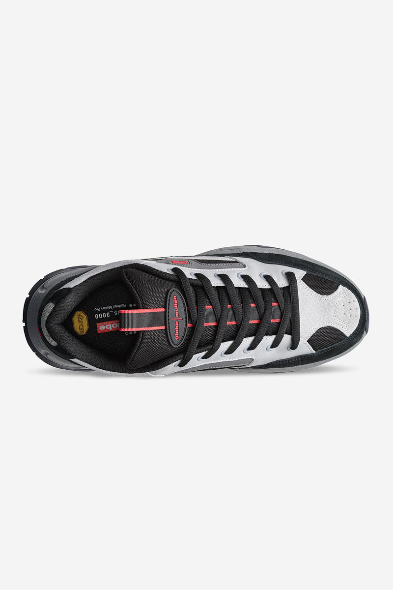 Top view of the RMS-3000 Smoke/Black sneaker showing the laced upper and panel detailing.