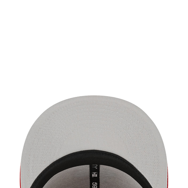Light gray baseball cap with black inner brim and stitched eyelets
