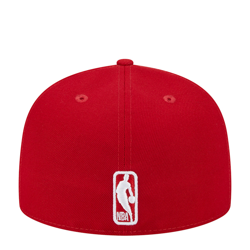 Scarlet baseball cap with white NBA logo patch on back