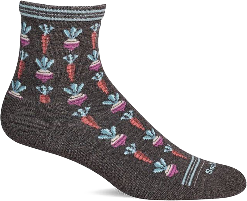 Quarter turn view Women's Sockwell Sock style name Roots in color Mushroom. Sku: LD241W-720