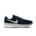 Men's midnight navy running shoes with white swoosh and white midsole
