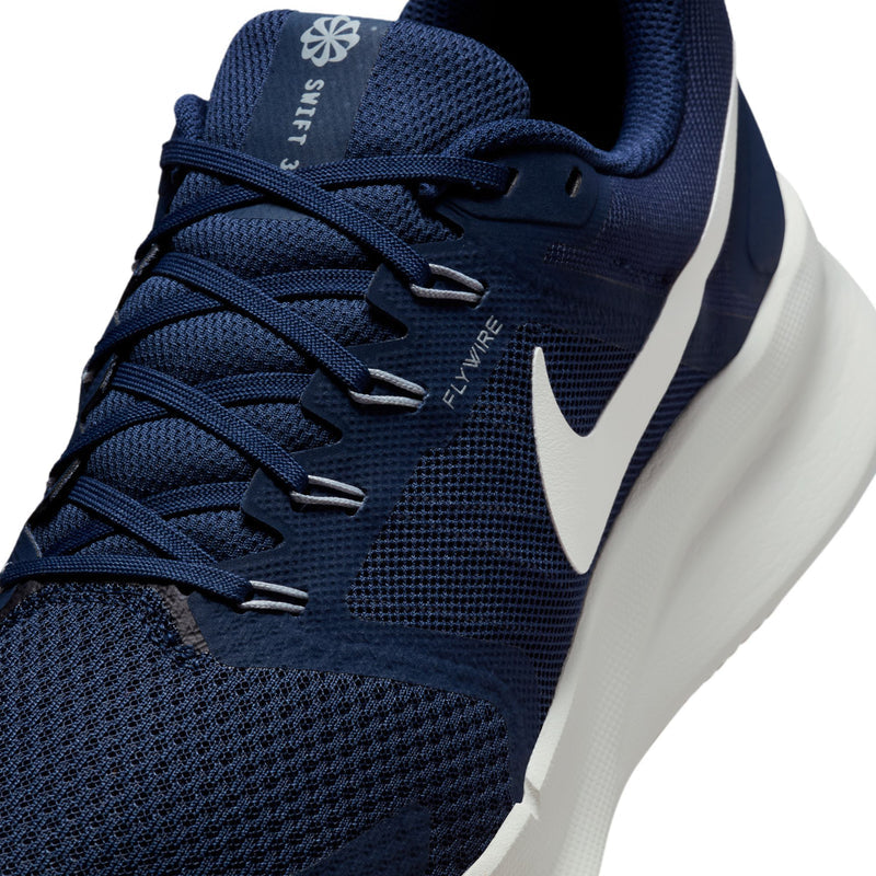 Men's midnight navy knit upper with navy laces and white swoosh