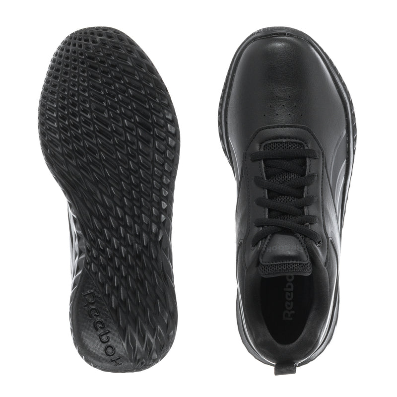 Youth Reebok Rush Runner sneakers: textured outsole and black padded heel collar