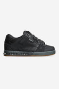 Side view of Sabre Dark Shadow Phantom skate shoe in black with grey midsole and gum outsole.