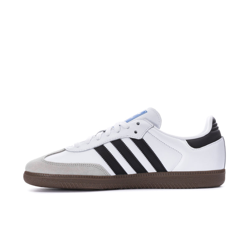 Men's Samba OG low-top sneakers, white leather with black stripes and gum outsole
