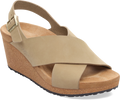 Quarter turn view Women's Birkenstock Footwear style name Samira Nubuck Narrow in color Oswego Canvas. Sku: 1031232