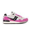 Women's running sneakers in almond, black, and fuchsia with lace-up design
