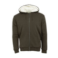 Men's olive sherpa-lined full-zip hoodie with drawstring hood